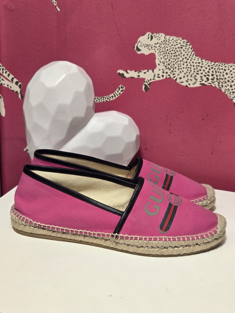 EUC GuccI Pilar Pink Canvas Logo Espadrilles Size 10 USA - Picture 11 of 12